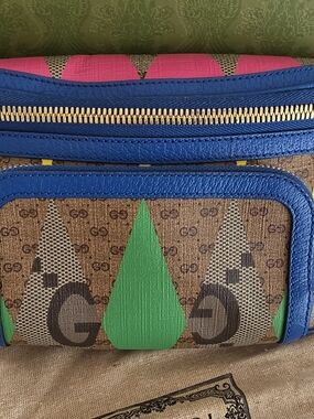 Gucci Crossbody Bag in Blue, Pink & Green